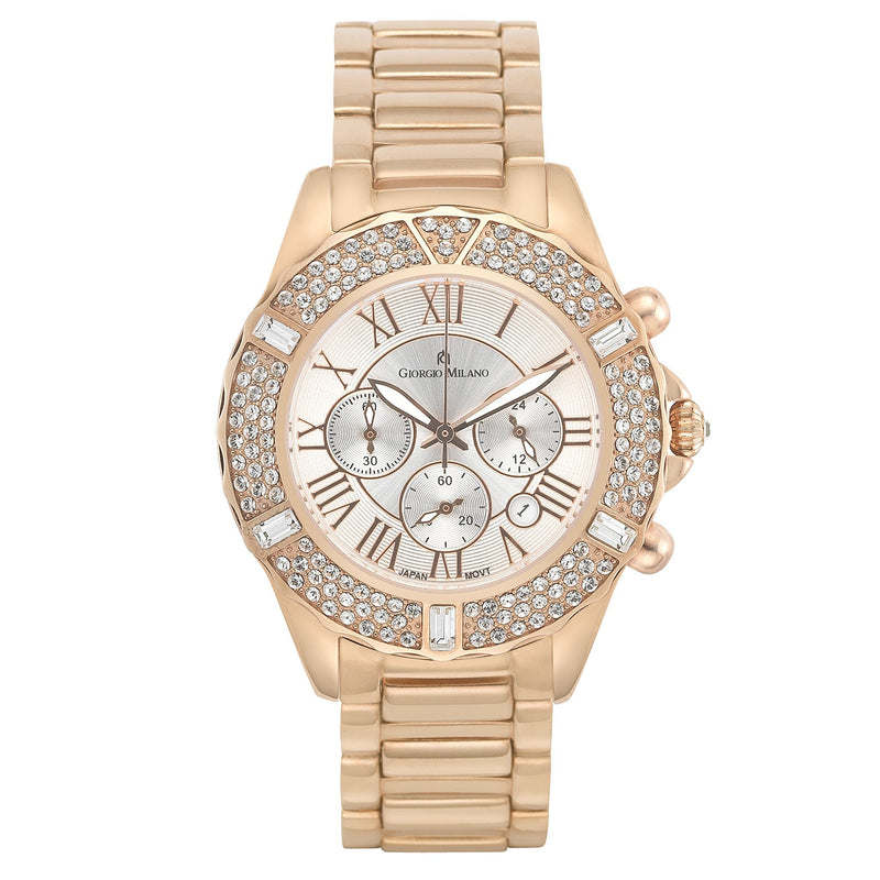 Giorgio Milano Rose Gold Steel with Swarovski Crystals Chronograph Women's Watch - 738RG02