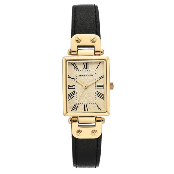 Anne Klein Black Leather Cream Dial Women's Watch - AK3752CRBK