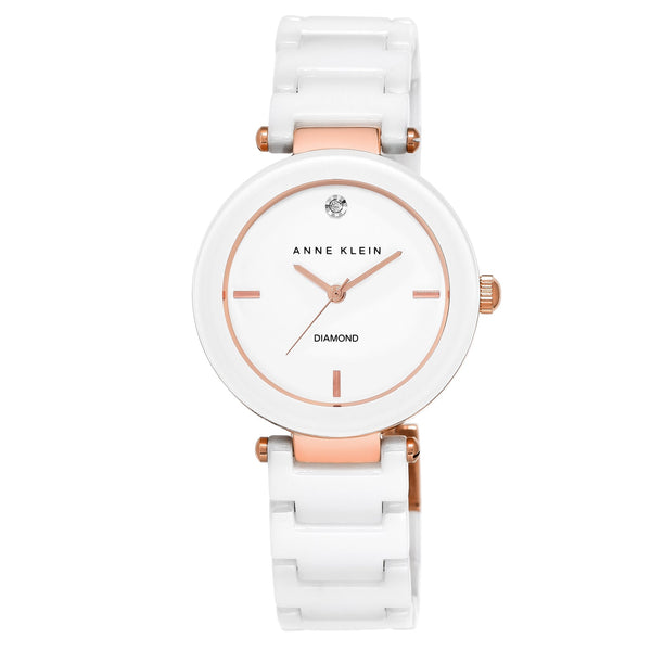 Anne Klein Ceramic Band White Dial Women's Watch - AK1018RGWT