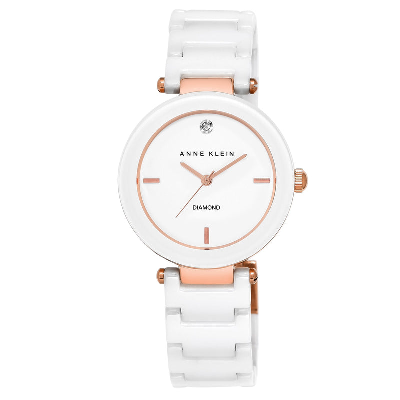 Anne Klein Ceramic Band White Dial Women's Watch - AK1018RGWT