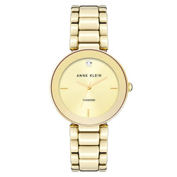 Anne Klein Diamond Gold Steel Champagne Dial Women's Watch - AK1362CHGB