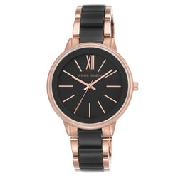 Anne Klein Rose Gold with Black Band Women's Watch - AK1412BKRG