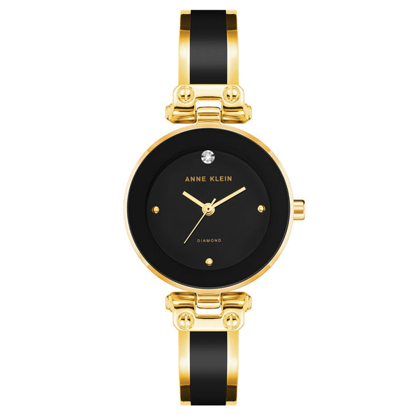 Anne Klein Gold with Black Band Women's Watch - AK1980BKGB