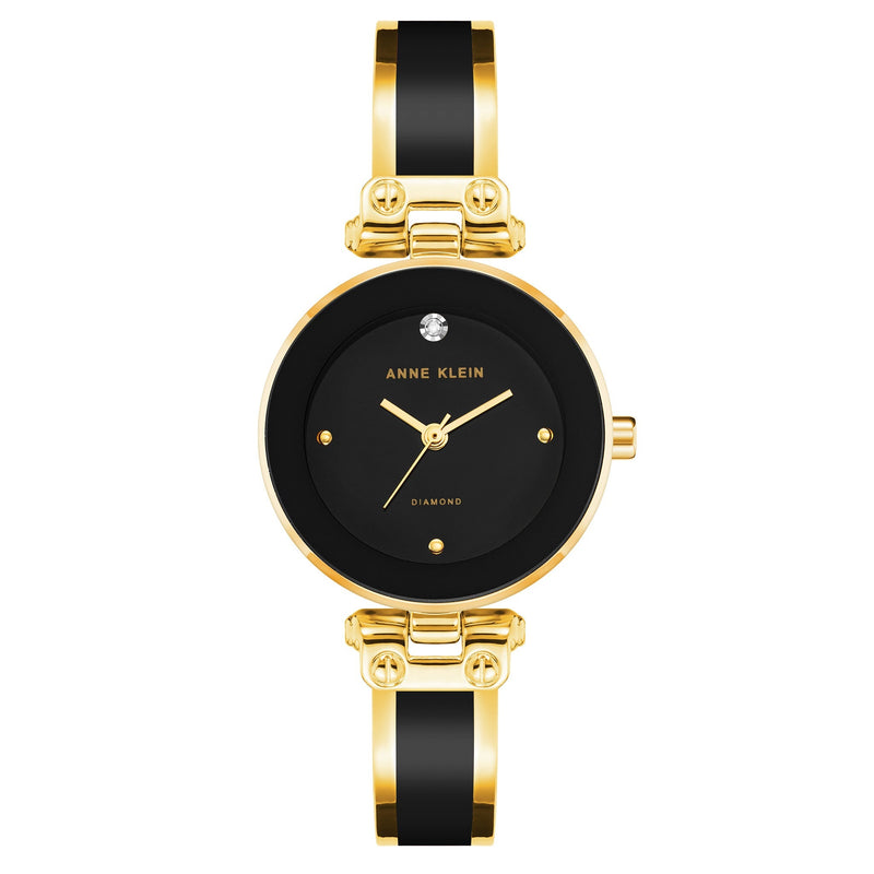 Anne Klein Gold with Black Band Women's Watch - AK1980BKGB