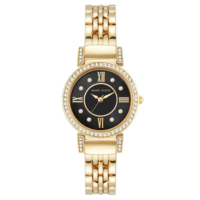 Anne Klein Gold-Tone Band Black Dial Women's Watch - AK2928BKGB