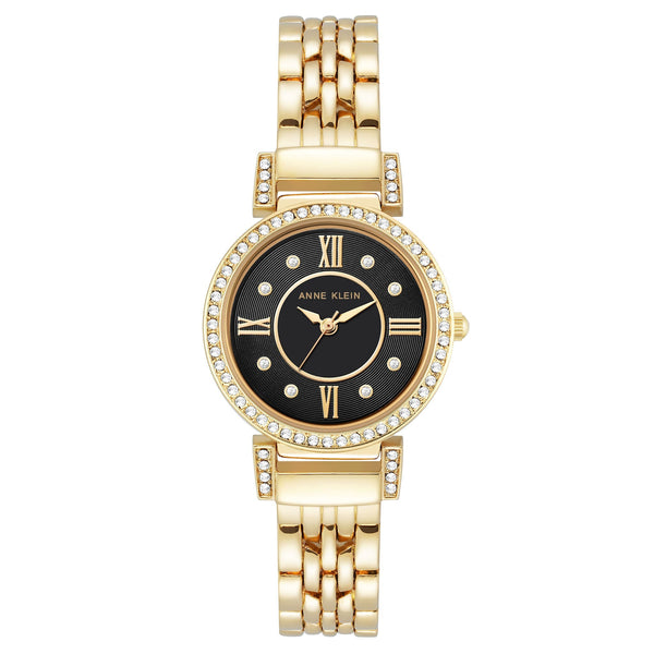 Anne Klein Gold-Tone Band Black Dial Women's Watch - AK2928BKGB