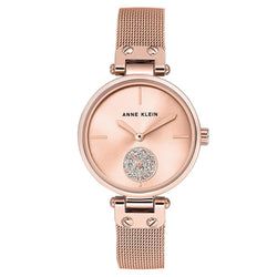 Anne Klein Swarovski Crystal Rose Gold Mesh Women's Watch - AK3000RGRG