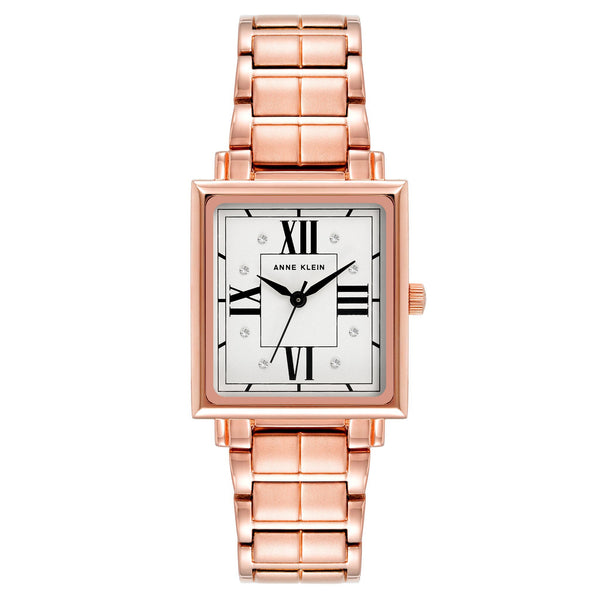 Anne Klein Rose Gold Band Silver Dial Women's Watch - AK4008SVRG