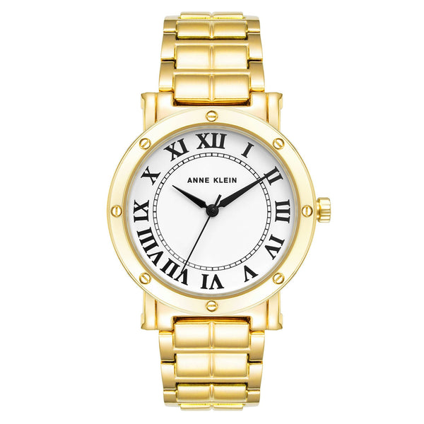 Anne Klein Gold-Tone Band White Dial Women's Watch - AK4012WTGB