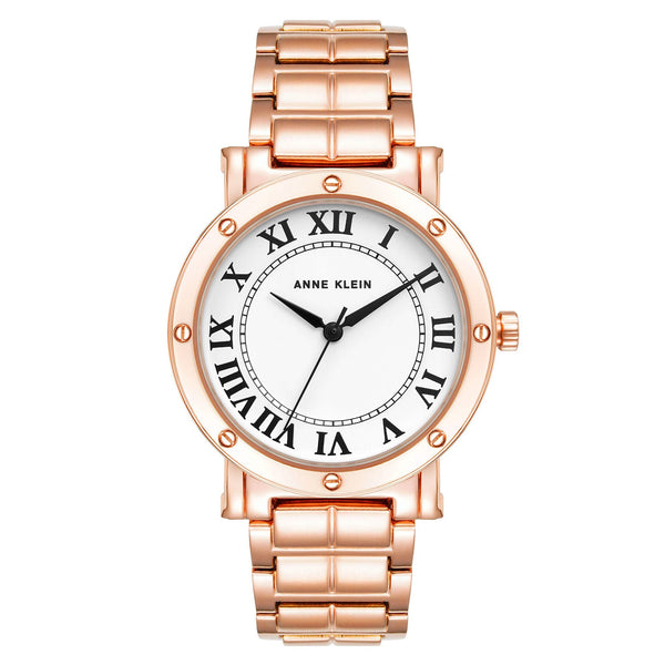 Anne Klein Rose Gold Band White Dial Women's Watch - AK4012WTRG