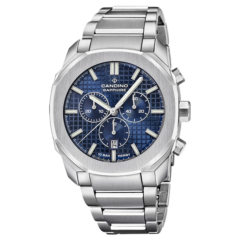 Candino Silver Steel Blue Dial Men's Chronograph Swiss Made Watch - C4746/2