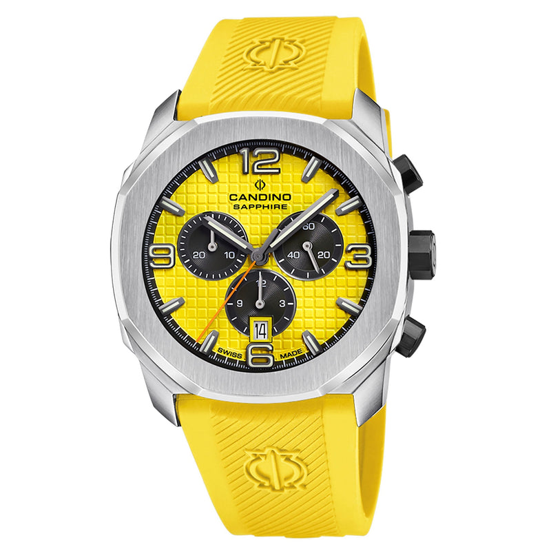 Candino Yellow Plastic Band Men's Chronograph Swiss Made Watch - C4774/1