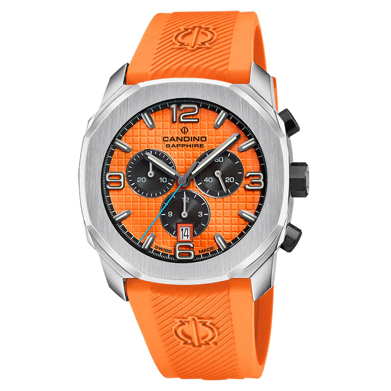 Candino Orange Plastic Band Men's Chronograph Swiss Made Watch - C4774/2