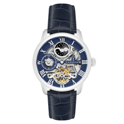 Earnshaw Blue Leather Multi-function Men's Automatic Watch - ES-8006-0C