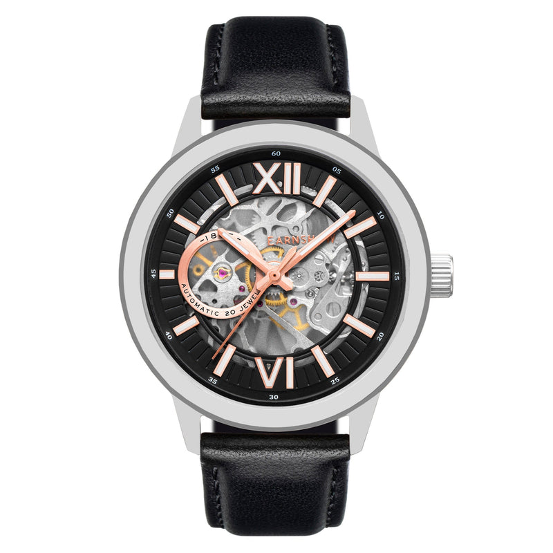 Earnshaw Black Leather Men's Automatic Watch - ES-8140-03