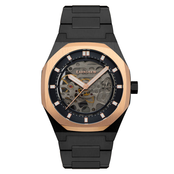 Earnshaw Black Steel Men's Automatic Watch - ES-8142-77