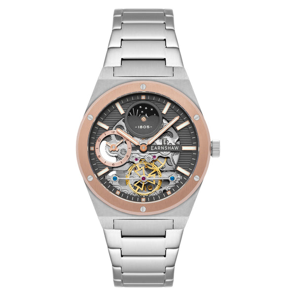 Earnshaw Silver Steel Grey Dial Multi-function Men's Automatic Watch - ES-8291-44