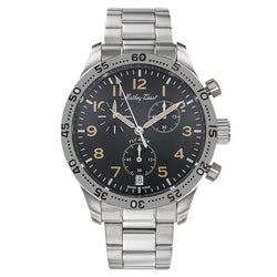 Mathey-Tissot Silver Steel Black Dial Chronograph Men's Watch - H1821CHANO