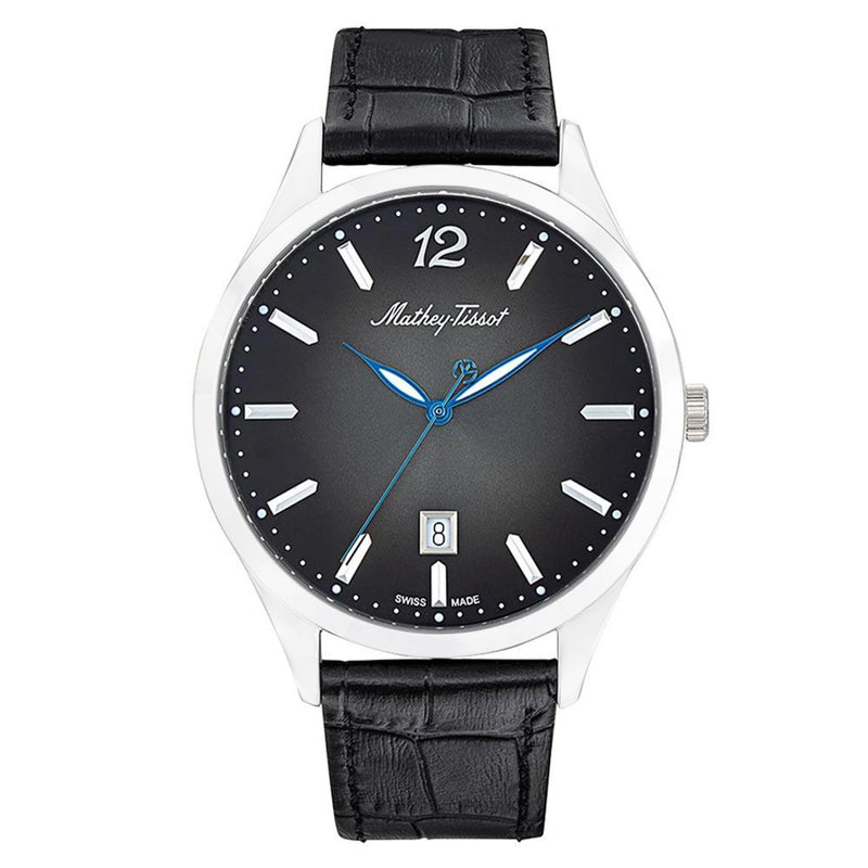 Mathey-Tissot Urban Leather Black Dial Swiss Made Men's Watch - H411AN