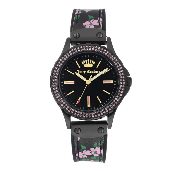 Juicy Couture Black Silicone with Swarovski Cyrstals Ladies Watch - JC1009PKFL