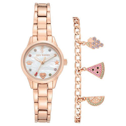 Juicy Couture Rose Gold Steel White Mother of Pearl Dial Women's Watch & Bracelet with Charms Set  - JC1236RGST