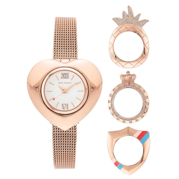 Juicy Couture Rose Gold Mesh with Interchangeable Bezel Women's Watch - JC1262INST