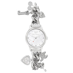 Juicy Couture Silver Chain Bracelet with Crystal Charms Women's Watch - JC1299MPSV