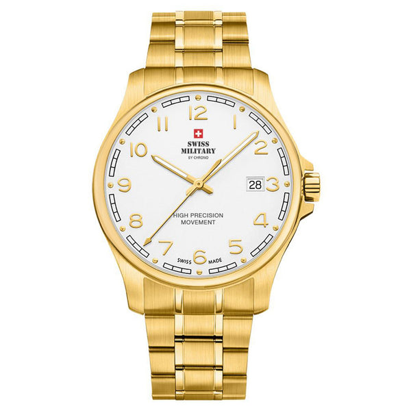 Swiss Military Gold Steel White Dial Men's Watch - SM30200.23