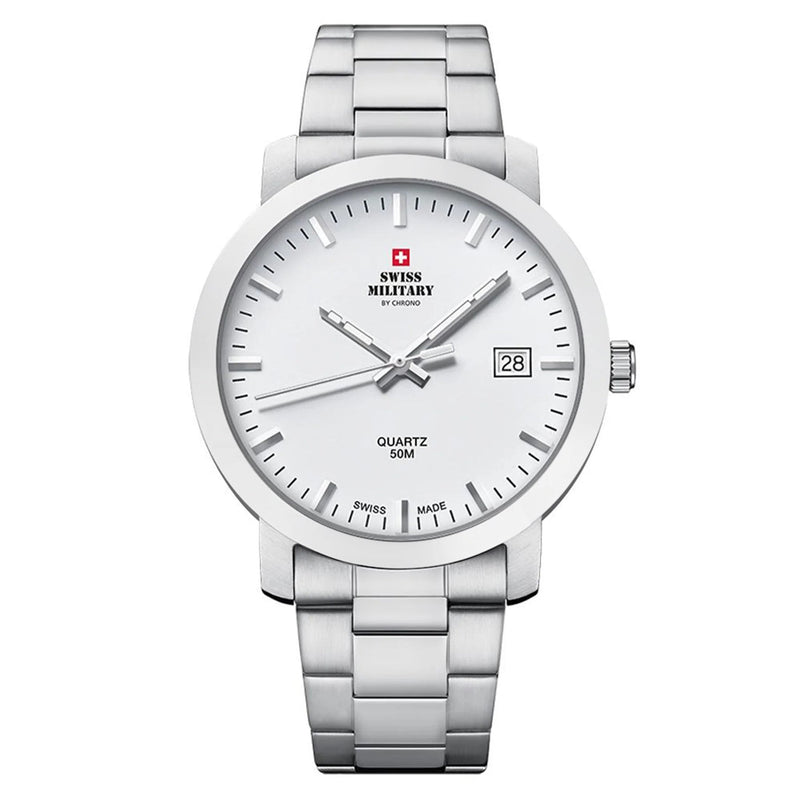 Swiss Military Stainless Steel White Dial Men's Watch - SM34083.02