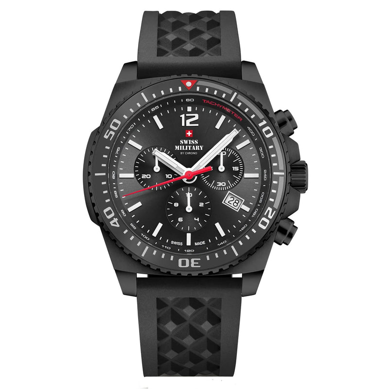 Swiss Military Black Rubber Chronograph Men's Watch - SM34093.05