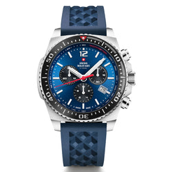 Swiss Military Black Rubber Blue Dial Chronograph Men's Watch - SM34093.06