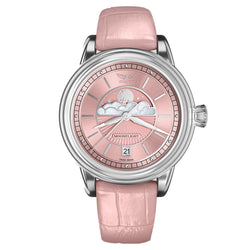 Aviator Pink Leather Swiss Made Women's Watch - V13302574