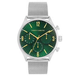 Vince Camuto Silver Mesh Green Dial Multi-function Men's Watch - VC1134GRSV