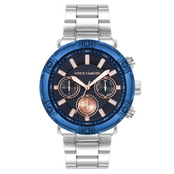 Vince Camuto Silver Steel Blue Dial Multi-function Men's Watch - VC1137BLTT