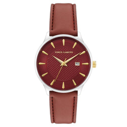 Vince Camuto Leather Burgundy Dial Men's Watch - VC8033SVBYBN