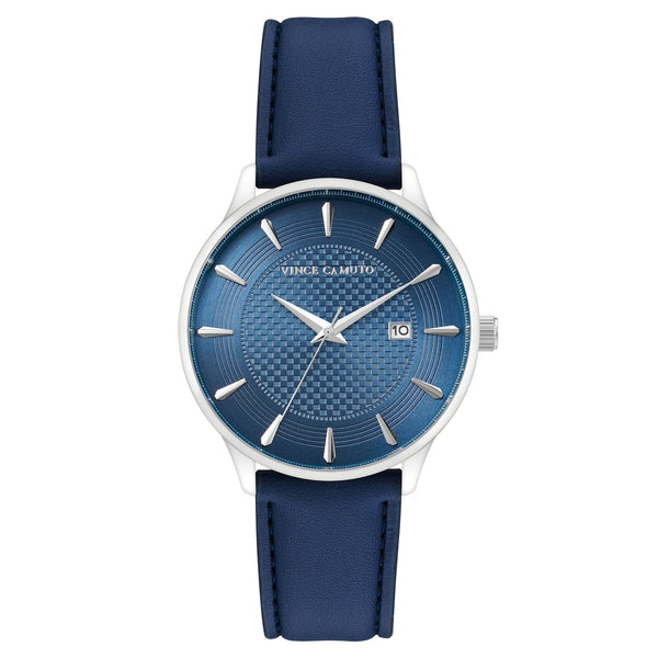 Vince Camuto Leather Navy Dial Men's Watch - VC8033SVNVNV