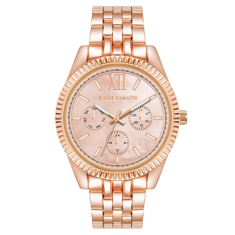 Vince Camuto Rosegold Steel Bluch MOP Dial Women's Watch - VC9006BMRG