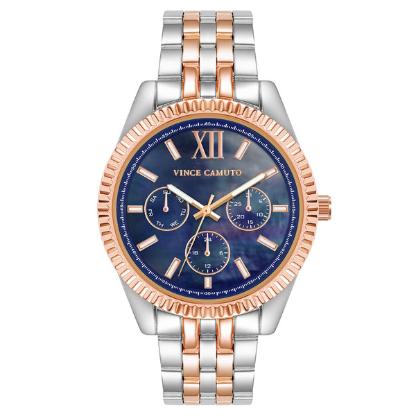 Vince Camuto Two-Tone Steel Navy MOP Dial Women's Watch - VC9007NMRT