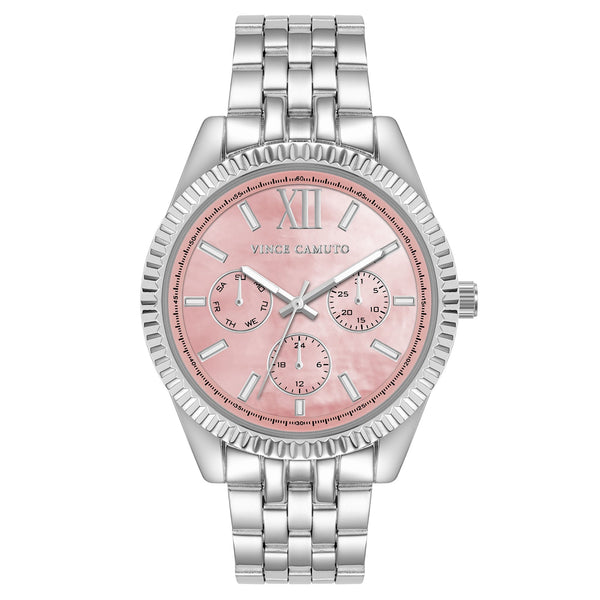 Vince Camuto Silver Tone Steel Pink MOP Dial Women's Watch - VC9007PMSV