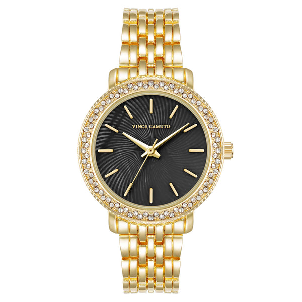 Vince Camuto Gold Tone Metal Black MOP Dial Women's Watch - VC9018BMGB