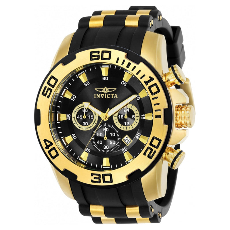 Invicta Pro Diver 50mm Two Tone Silicone Band Black Dial Men s